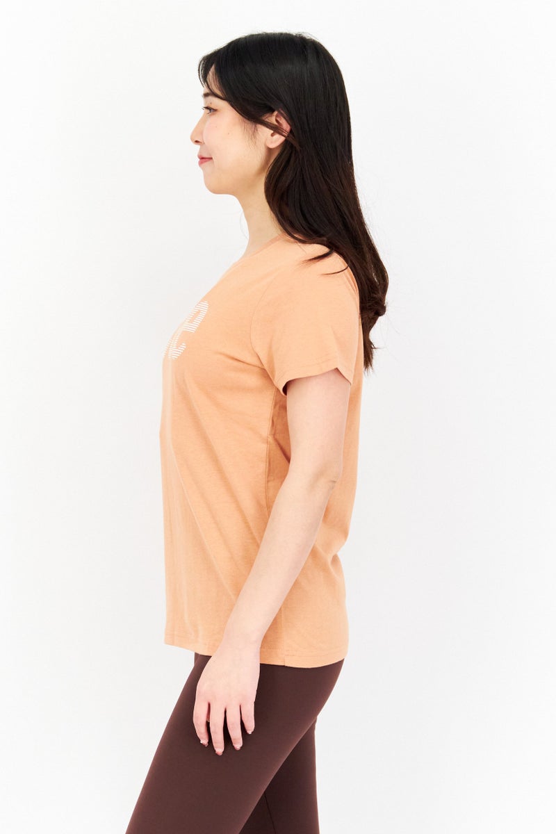 LEE Women Round Neck Short Sleeve Brand Logo T-Shirt, Sandy Peach - Image 2